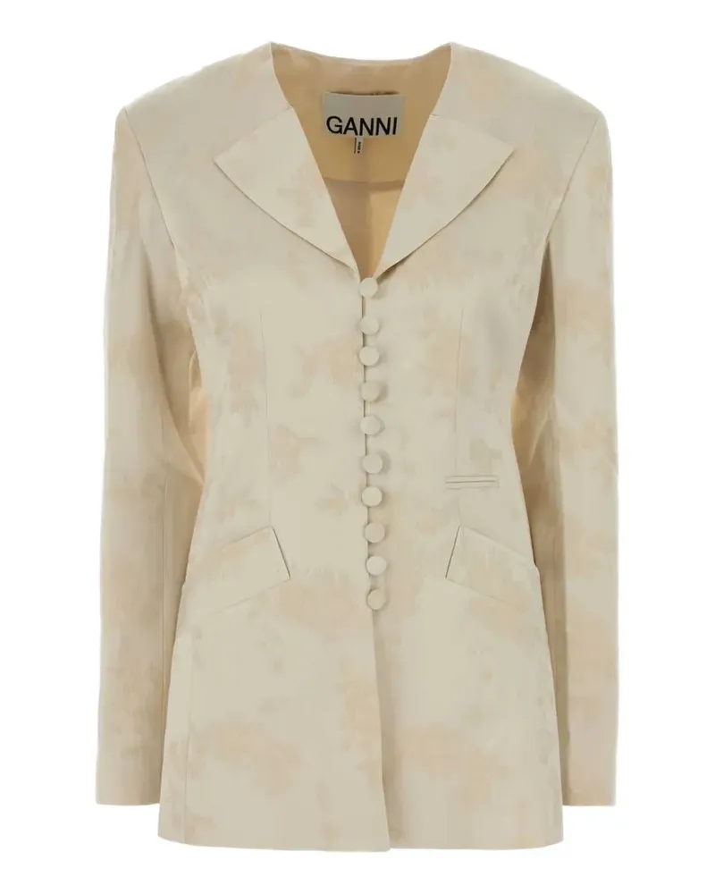 Ganni Sakko mit Jacquard-Blumenmuster - Nude Nude