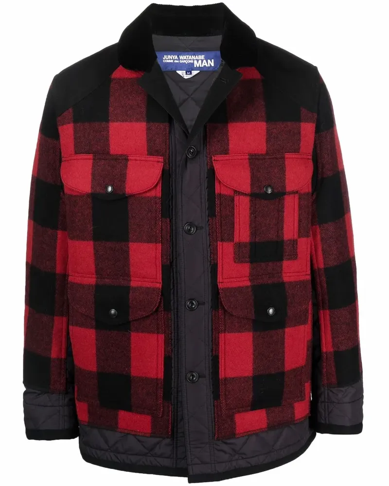 Junya Watanabe Karierte Hemdjacke mit Druckknöpfen - Rot Rot