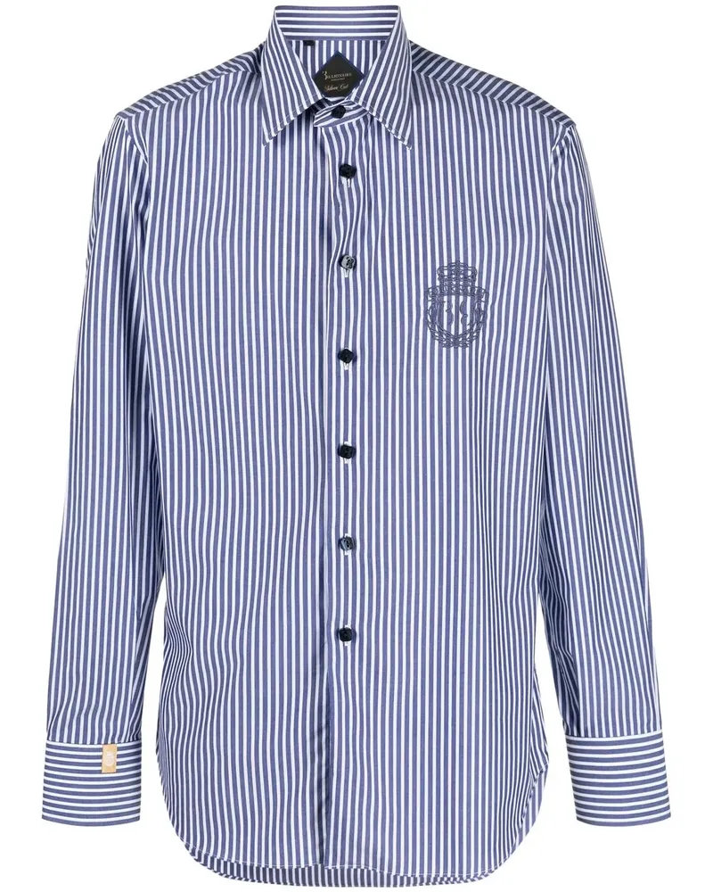 Billionaire Gestreiftes Hemd mit Wappenstickerei - Blau Blau