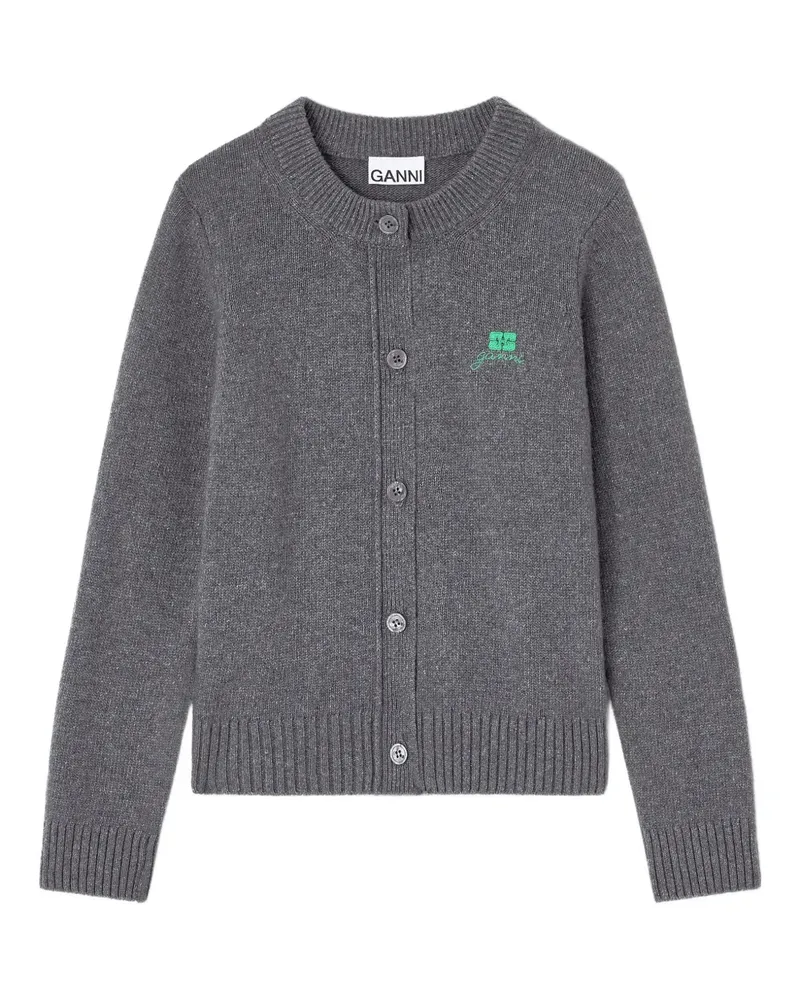 Ganni Cardigan mit rundem Ausschnitt - Grau Grau