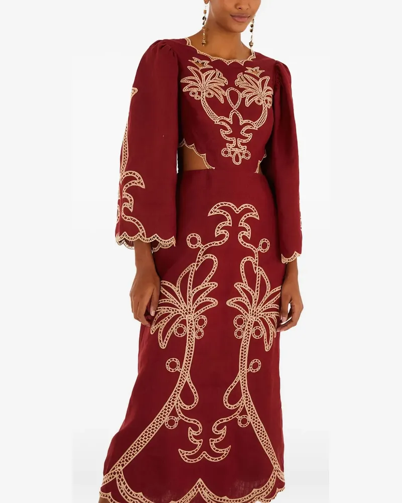 FARM Rio Besticktes Kleid mit Cut-Outs - Rot Rot