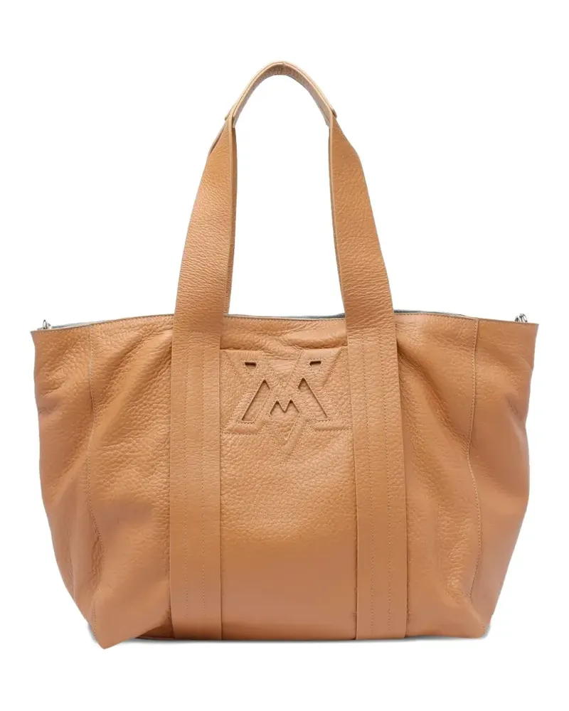 Vic Matié logo-plaque leather tote bag - Braun Braun