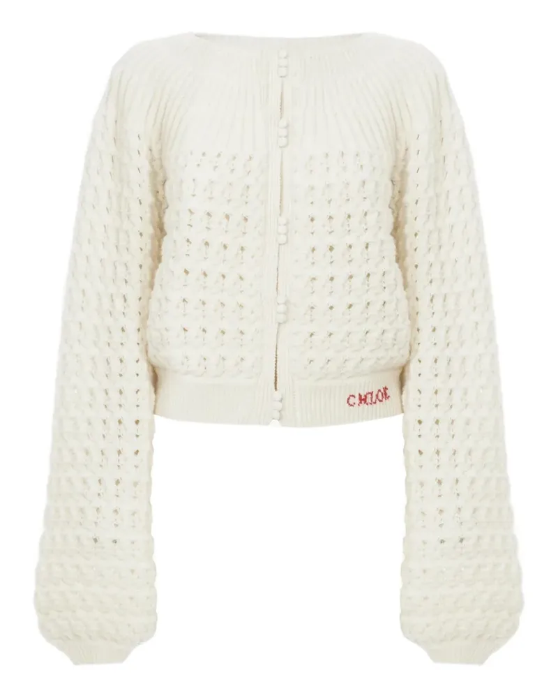 Chloé Offener Cardigan mit Ballonärmeln - Nude Nude