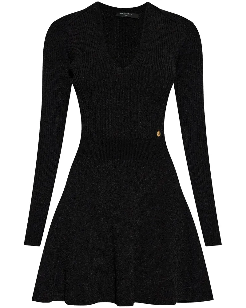 Balmain Minikleid mit Logo-Anhänger - Schwarz Schwarz