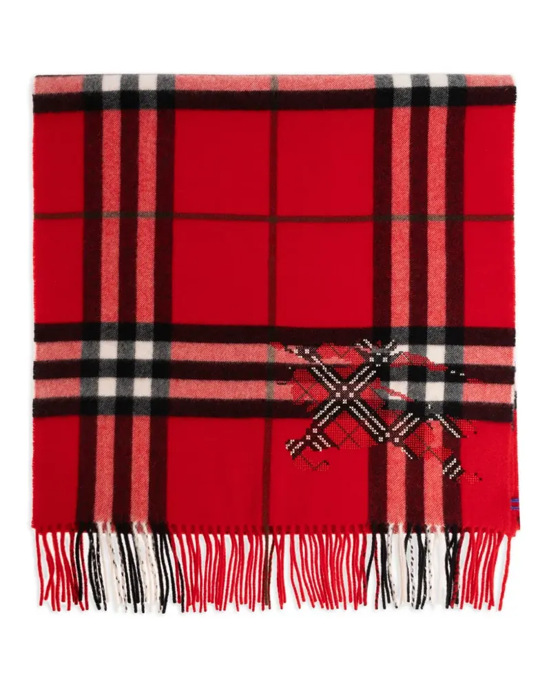 Burberry Karierter Schal mit Fransen - Rot Rot