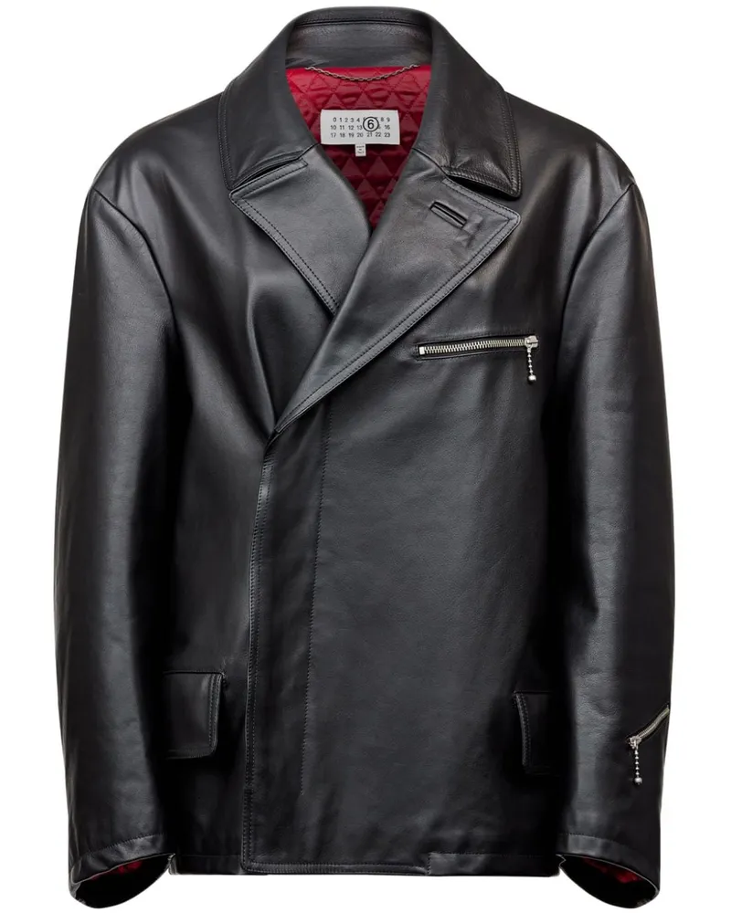 Maison Margiela Lederjacke mit Reißverschlussdetail - Schwarz Schwarz