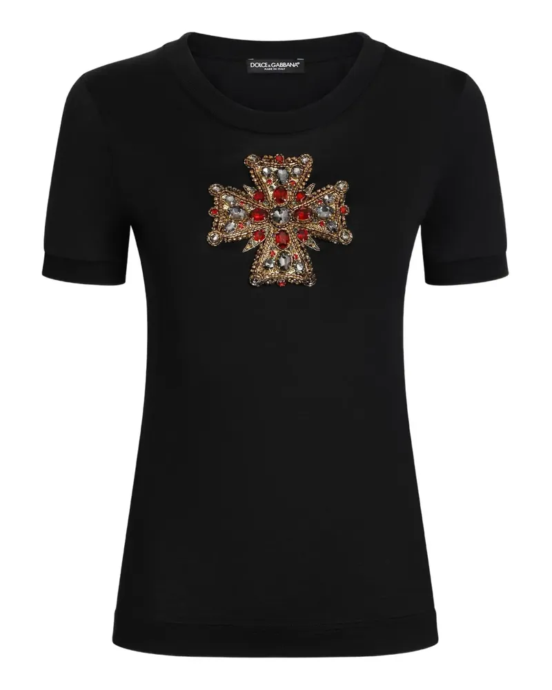 Dolce & Gabbana T-Shirt mit Kreuzmotiv - Schwarz Schwarz