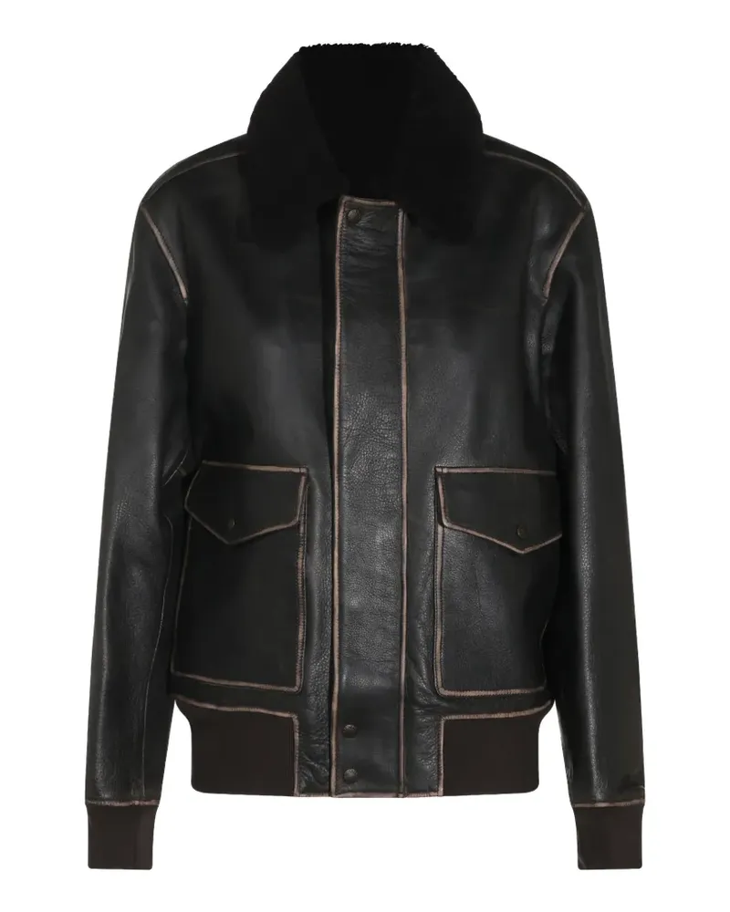Rag & Bone shearling-collar leather jacket - Schwarz Schwarz