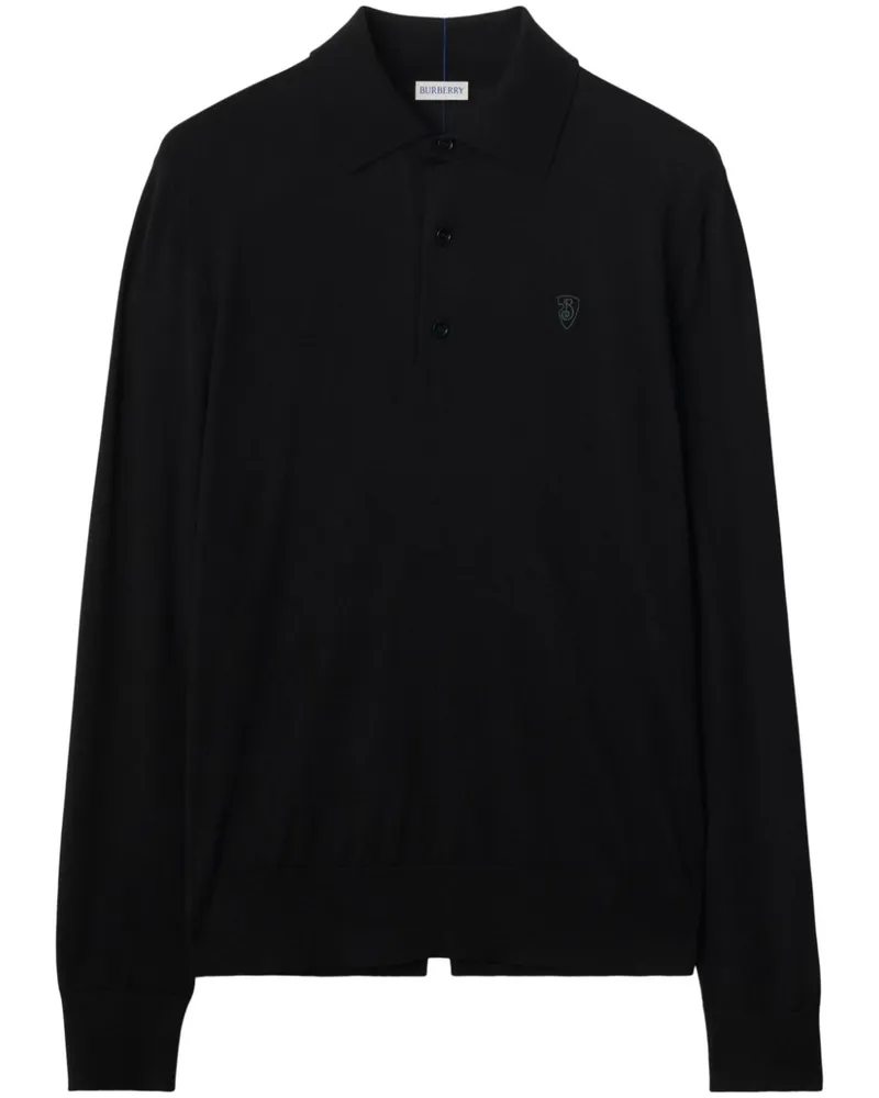 Burberry Poloshirt mit Logo-Stickerei - Schwarz Schwarz