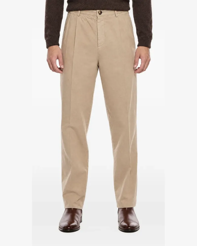 Brunello Cucinelli Straight-Leg-Hose mit Falten - Nude Nude