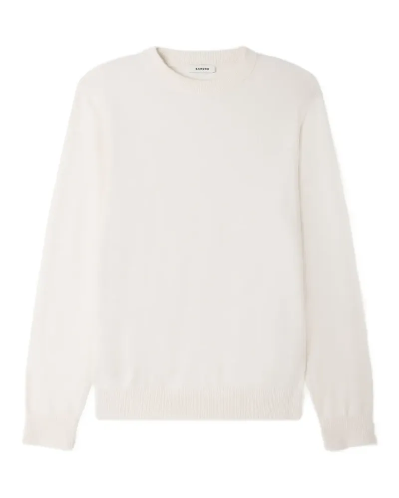 Sandro Kaschmirpullover mit geripptem Besatz - Nude Nude