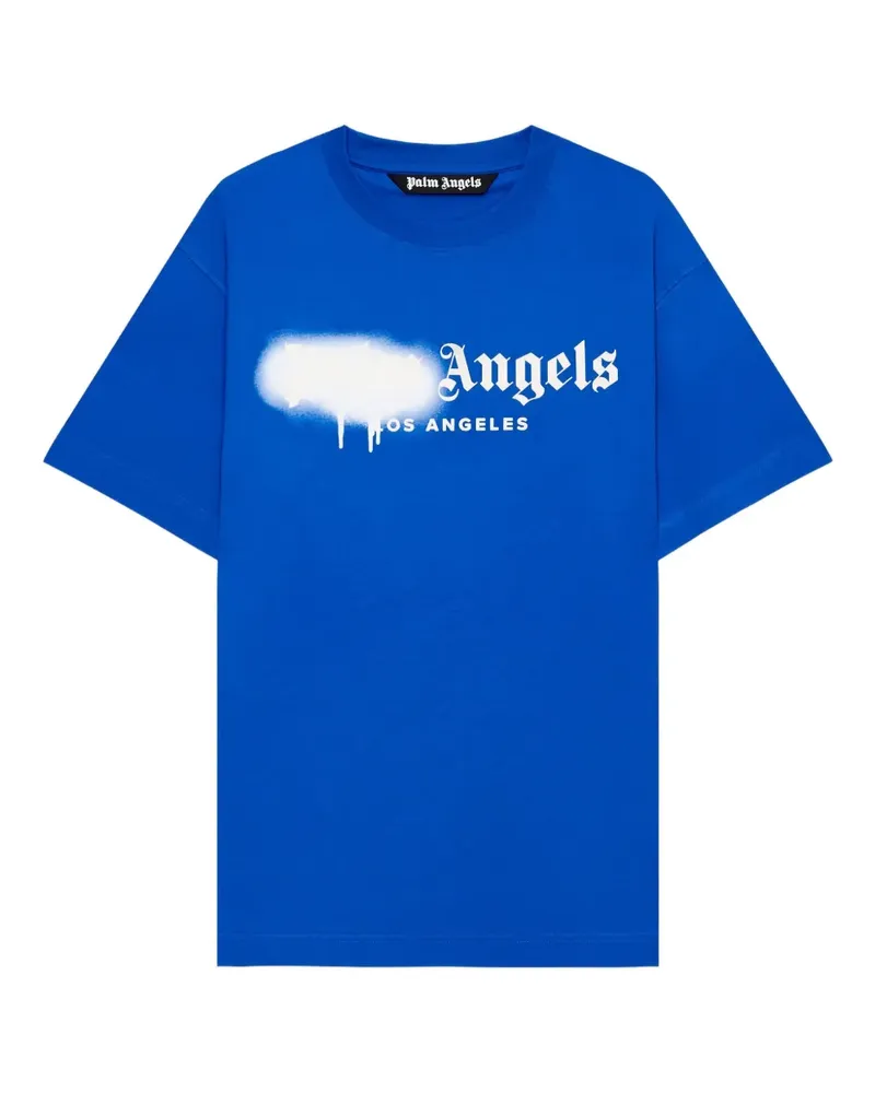 Palm Angels Grafisches Spray City Los Angeles T-Shirt - Blau Blau