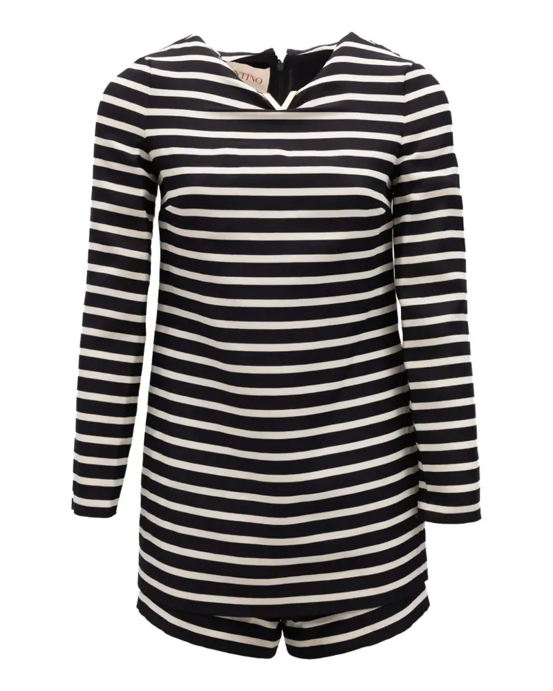 Valentino Garavani striped long-sleeve romper - Schwarz Schwarz