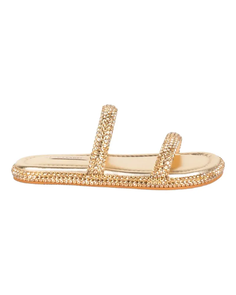 Casadei crystal-embellished double-strap sandals - Gold Gold