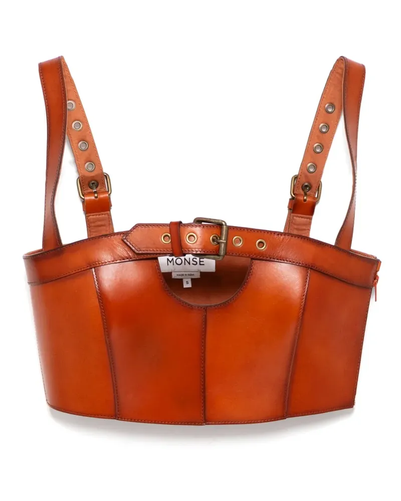 Monse Ledertop mit Schnalle - BROWN Brown