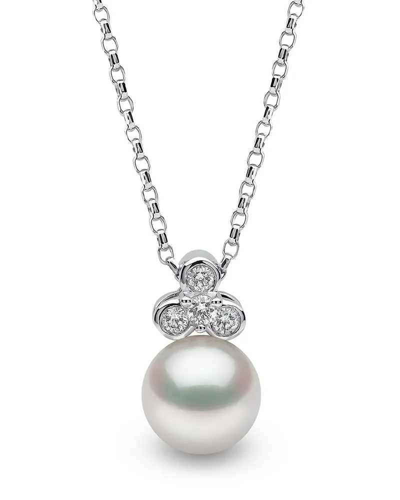 YOKO London 18kt Trend Weißgoldhalskette mit Süßwasserperle und Diamanten - Silber Silber
