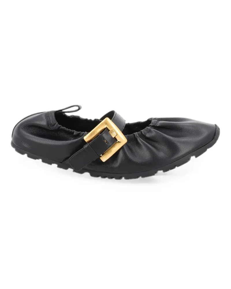 Balmain Anthem buckle-fastening ruched ballet flats - Schwarz Schwarz