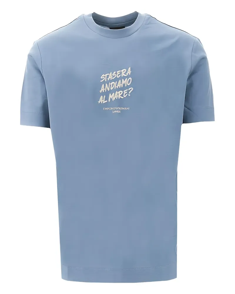 Emporio Armani T-Shirt mit Text-Print - Blau Blau