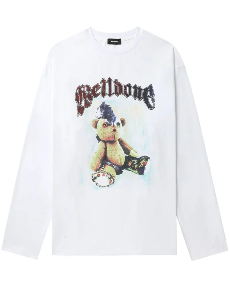 WE 11 DONE Sweatshirt mit Bär-Print - Weiß Weiß