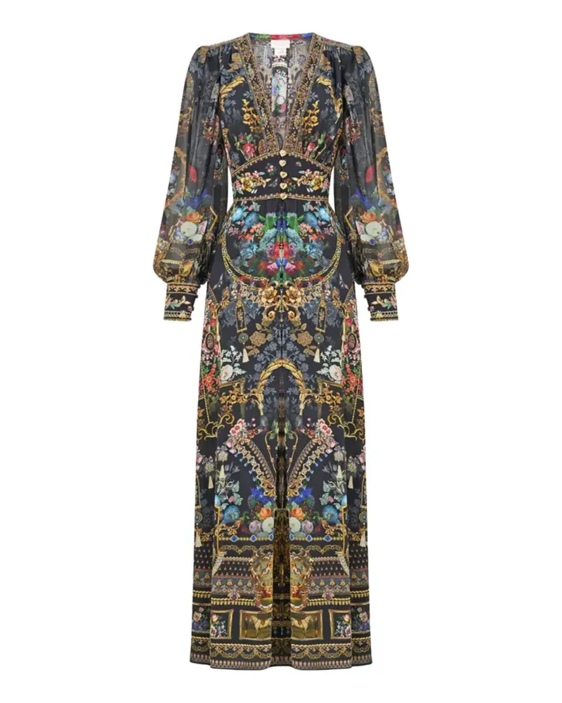 Camilla gathered-sleeve maxi dress - Schwarz Schwarz