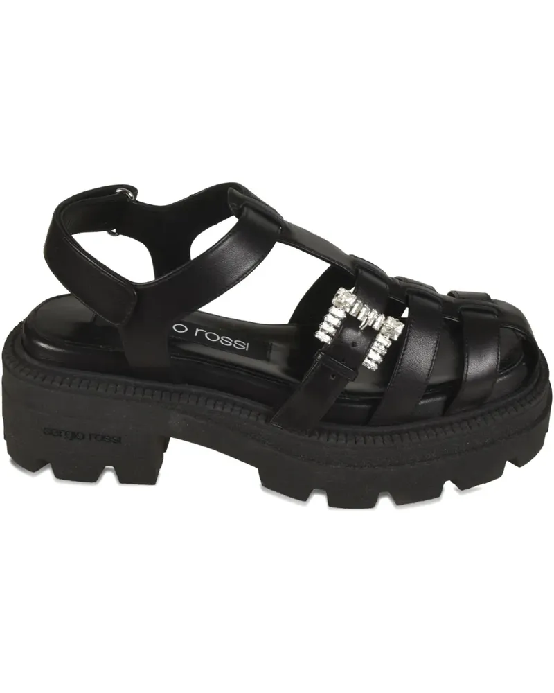Sergio Rossi Twenty Plateau-Sandalen mit Kristallen - Schwarz Schwarz