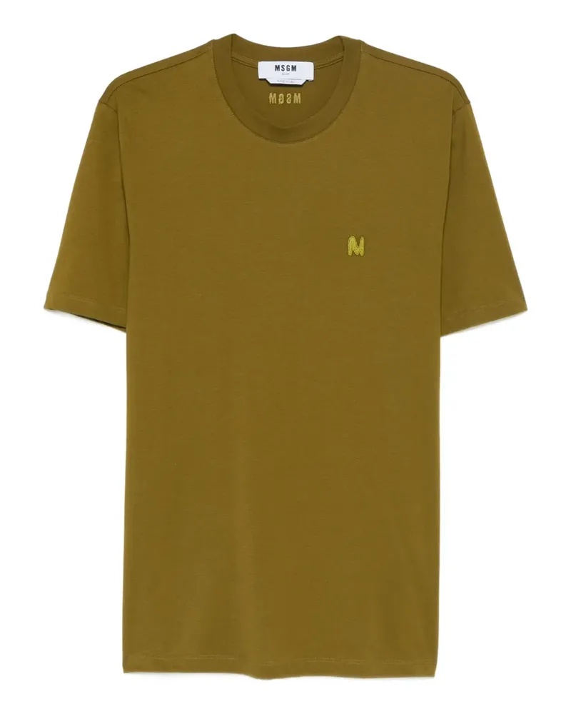 MSGM T-Shirt mit Logo-Stickerei - Grün Grün