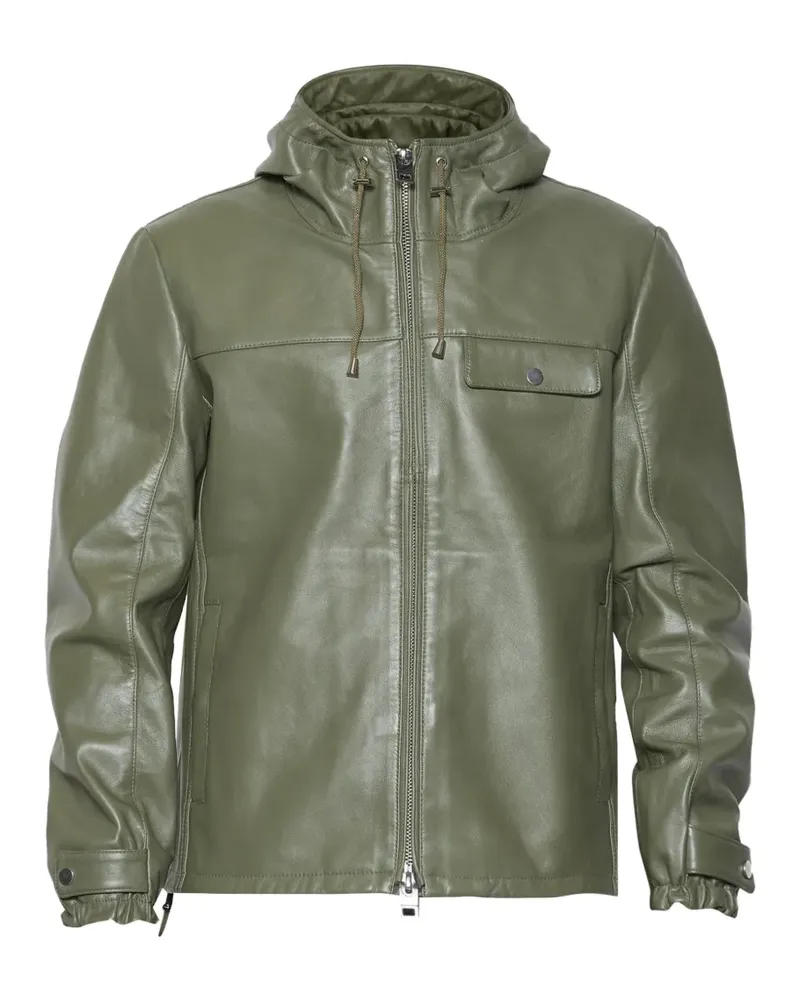 Les Hommes hooded leather jacket - Grün Grün