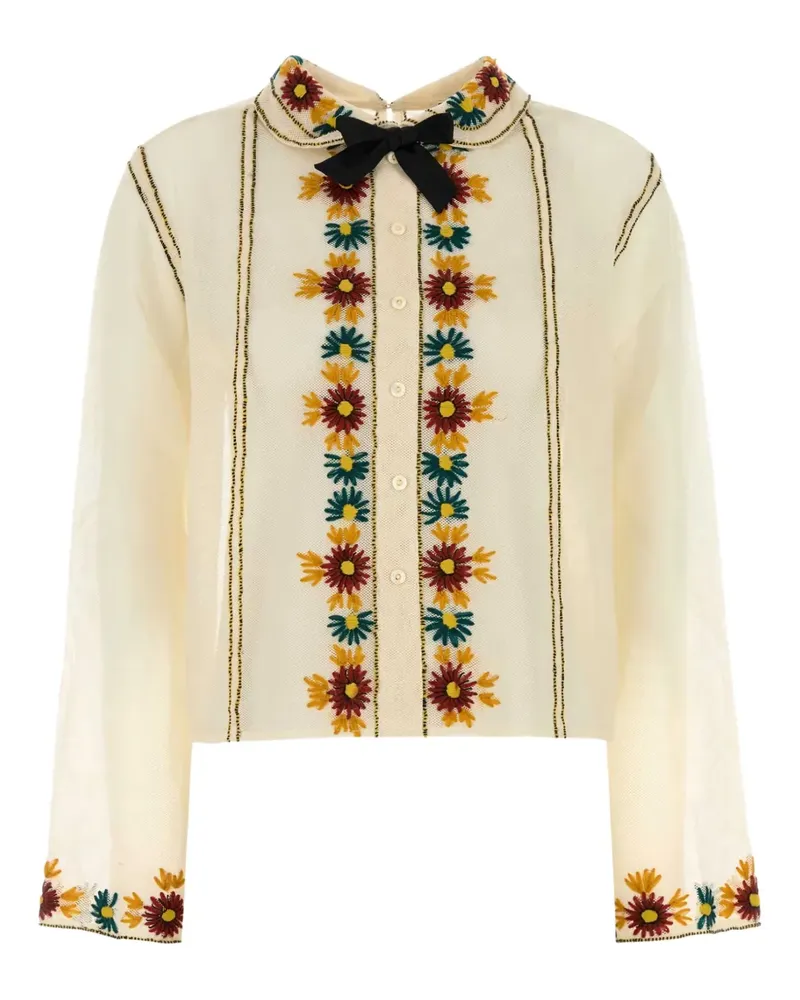 BODE Hemd mit Blumenstickerei - Weiß Weiß