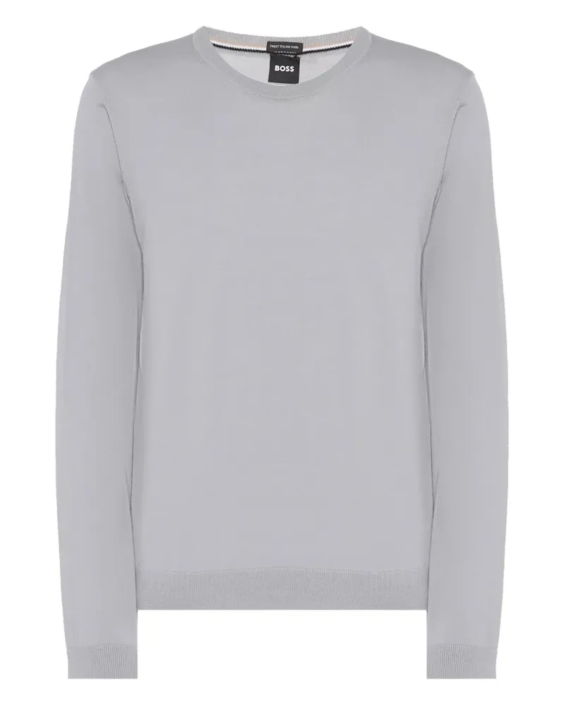 HUGO BOSS Klassischer Merinopullover - Grau Grau