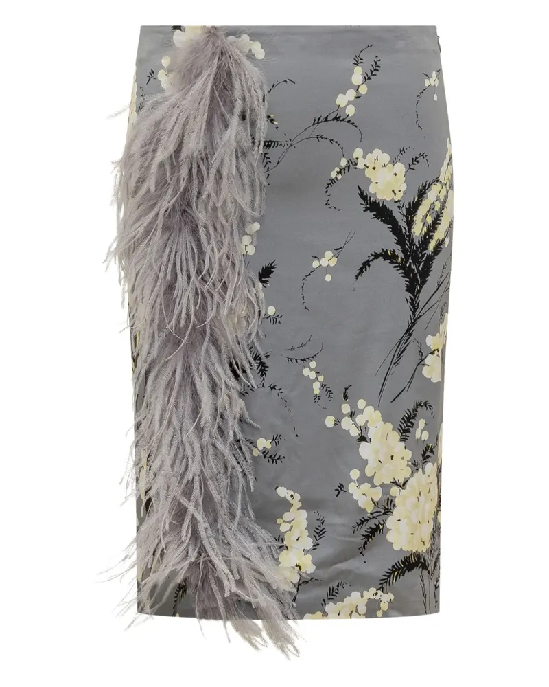 Des Phemmes Midirock mit Feder-Besatz - Grau Grau