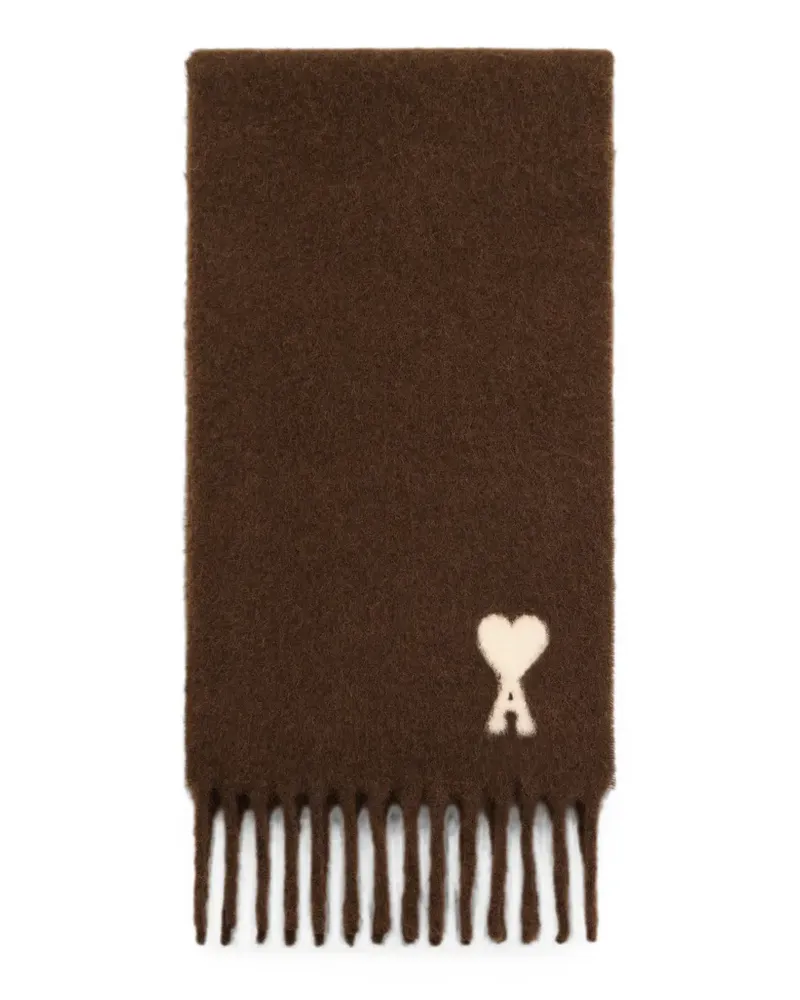 AMI Paris Schal aus Alpaka mit Ami de Coeur - Braun Braun