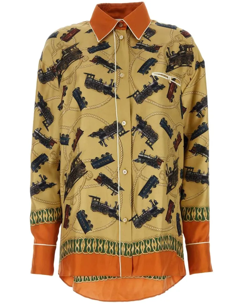 Bally Hemd im Oversized-Look mit grafischem Print - Nude Nude