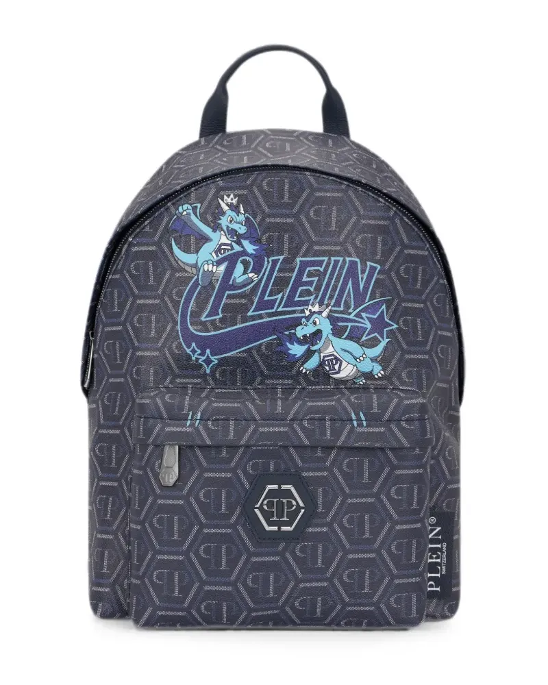Philipp Plein Space Dragons Rucksack mit Monogramm - Blau Blau