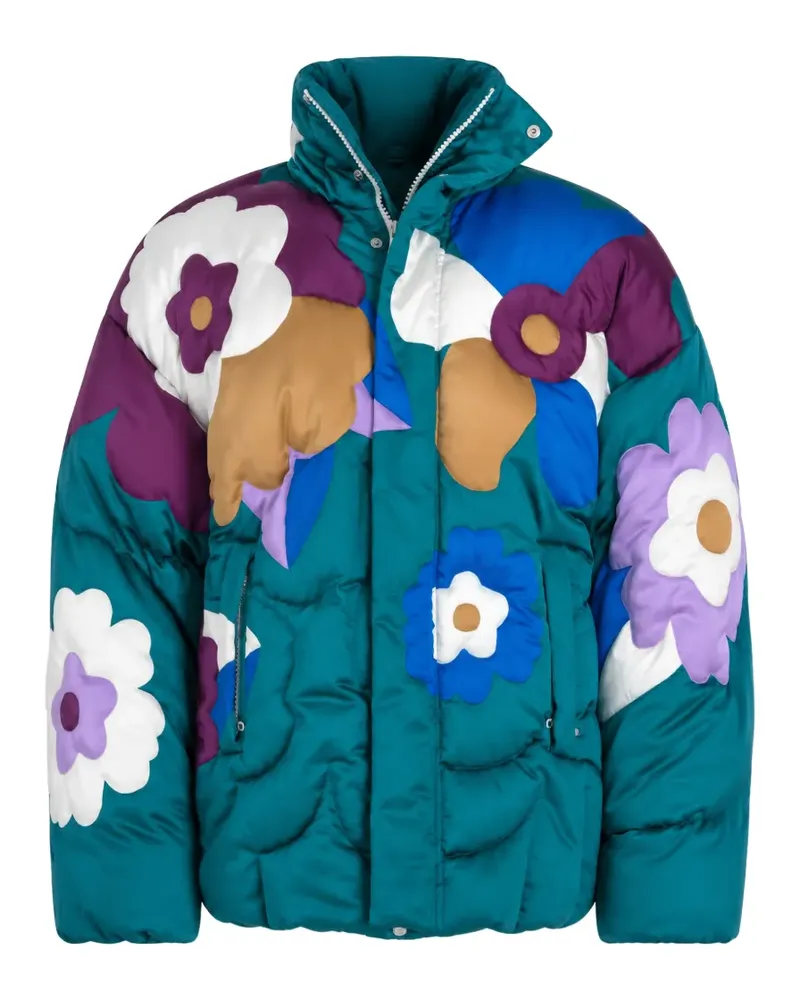 Dolce & Gabbana Wattierte Jacke mit Blumenapplikation - Grün Grün