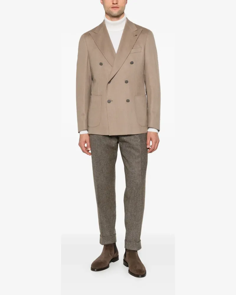 Berwich Chiaia herringbone pleated trousers - Nude Nude