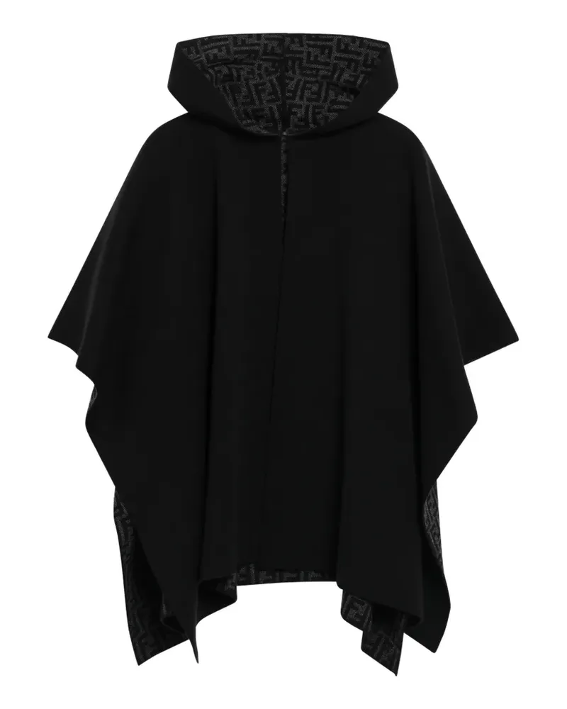 Fendi FF Zucca Poncho mit Kapuze - Schwarz Schwarz