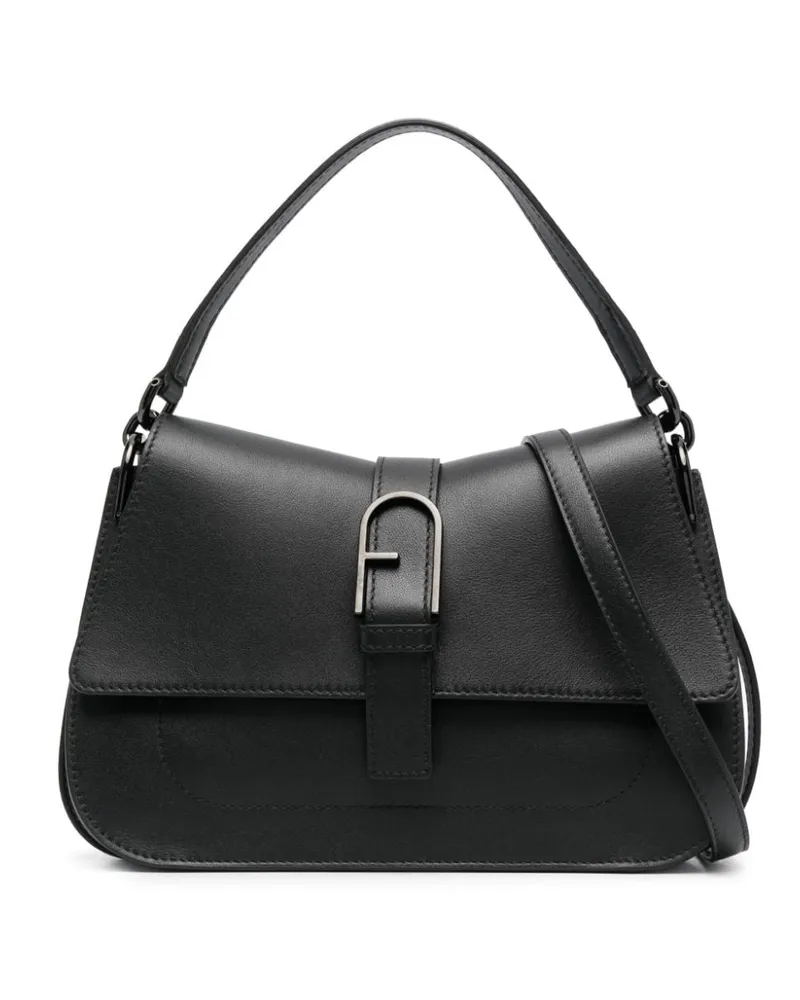 Furla Schultertasche mit Logo-Schild - Schwarz Schwarz