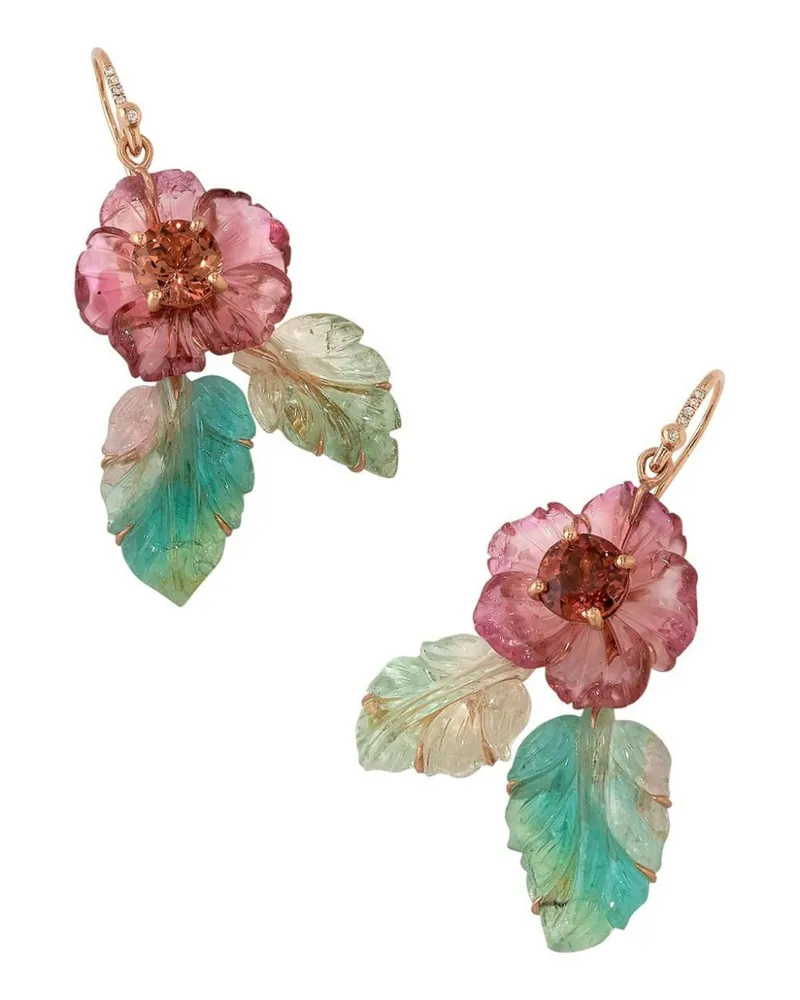 Irene Neuwirth 18kt Flower Leaf Rotgoldohrringe - Rosa Rosa