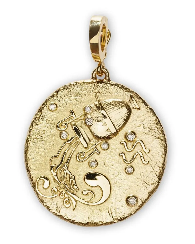 AZLEE 18kt The Stars Aquarius Gelbgoldanhänger mit Diamanten Gold