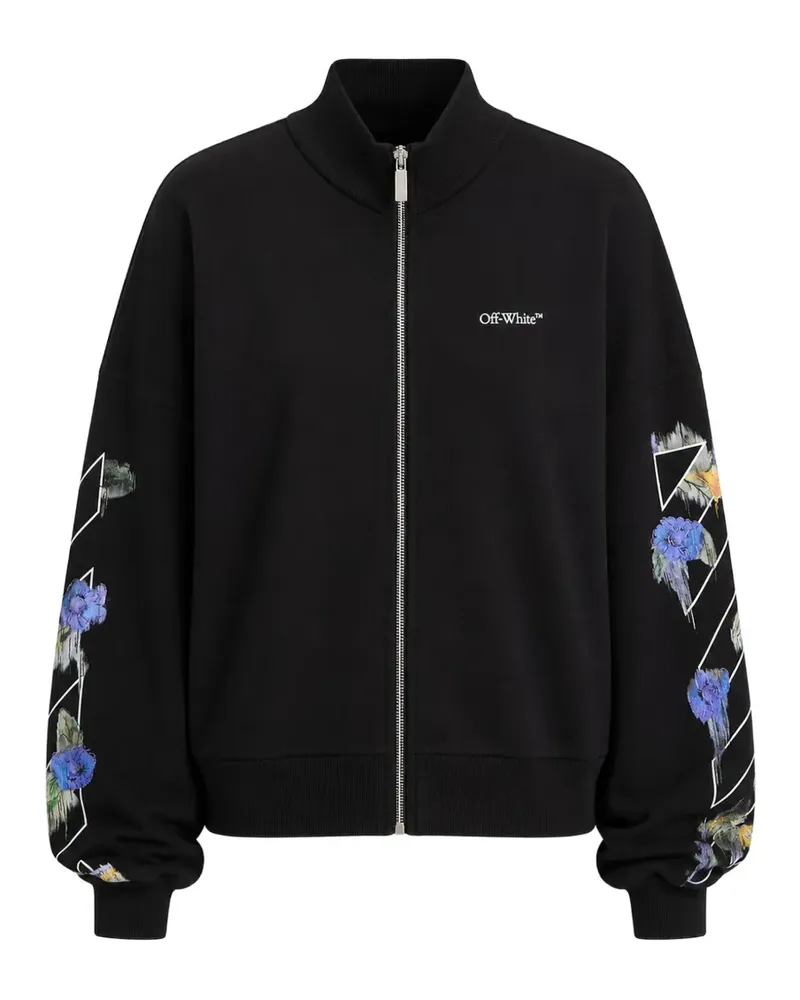 OFF-WHITE floral-print Arrows zip-up sweatshirt - Schwarz Schwarz