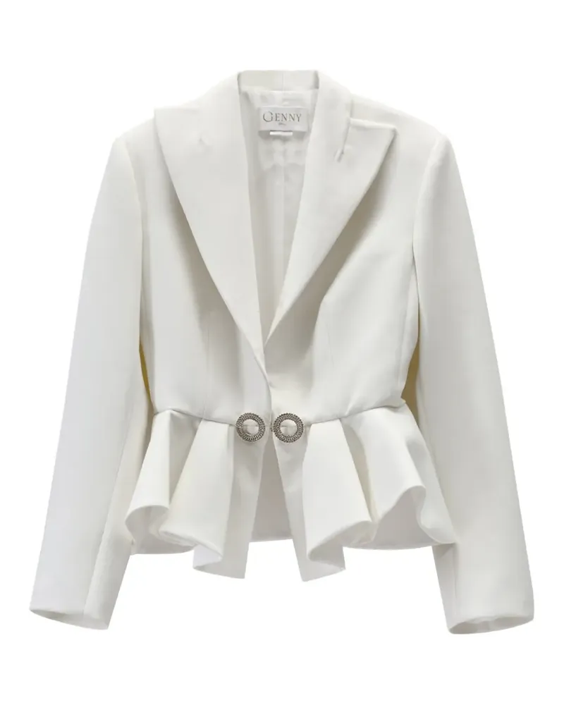 Genny Kristallverzierte Jacke mit Rüschensaum - Weiß Weiß