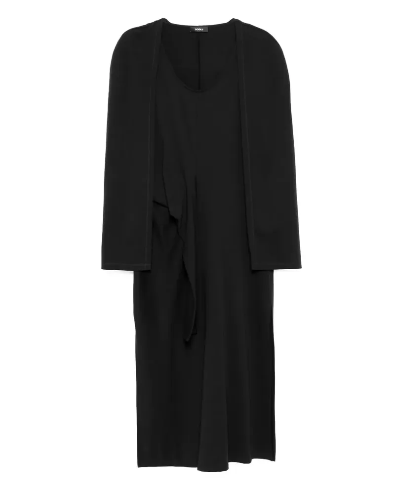 GOEN.J Geripptes Kleid im Cape-Stil - Schwarz Schwarz