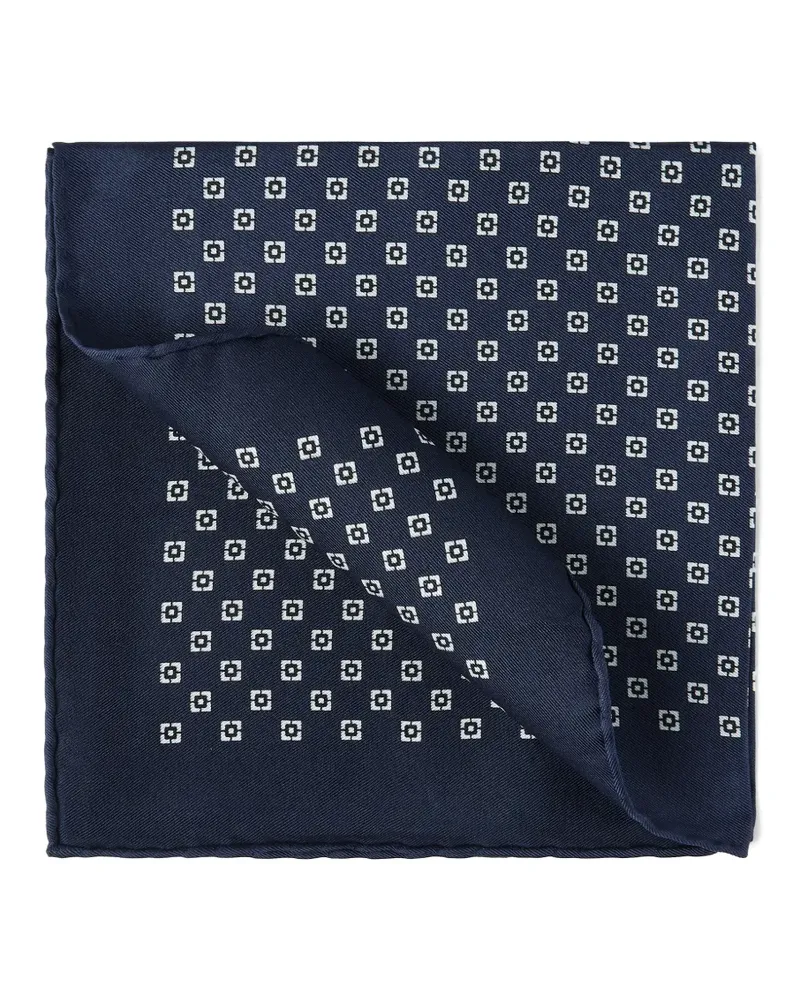 Brunello Cucinelli Einstecktuch aus Seide mit Quadratmuster - Blau Blau