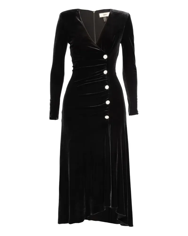 NISSA crystal-embellished velvet midi dress - Schwarz Schwarz