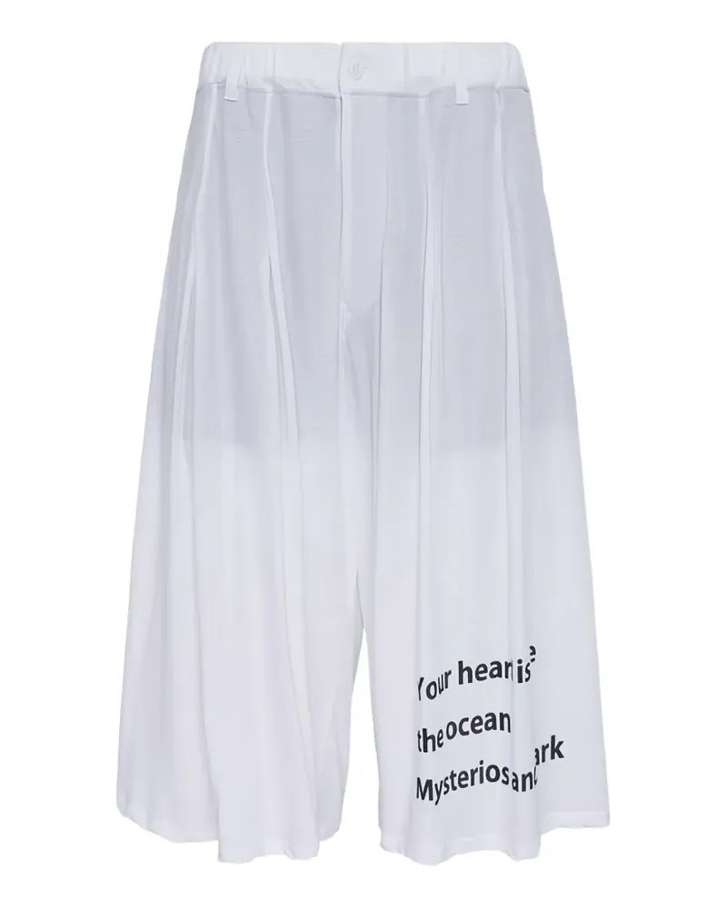 Yohji Yamamoto Hose mit Schriftzug-Print - Weiß Weiß