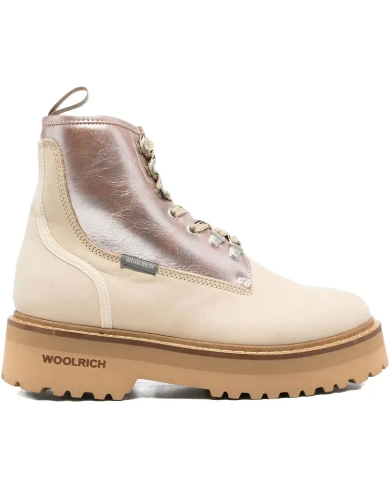 Woolrich panelled combat boots - Nude Nude