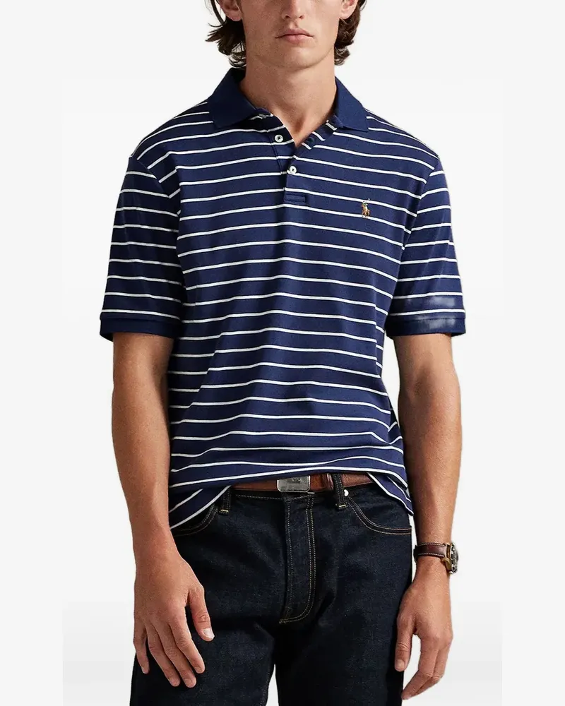 Ralph Lauren striped-pattern logo-embroidered polo shirt - Blau Blau