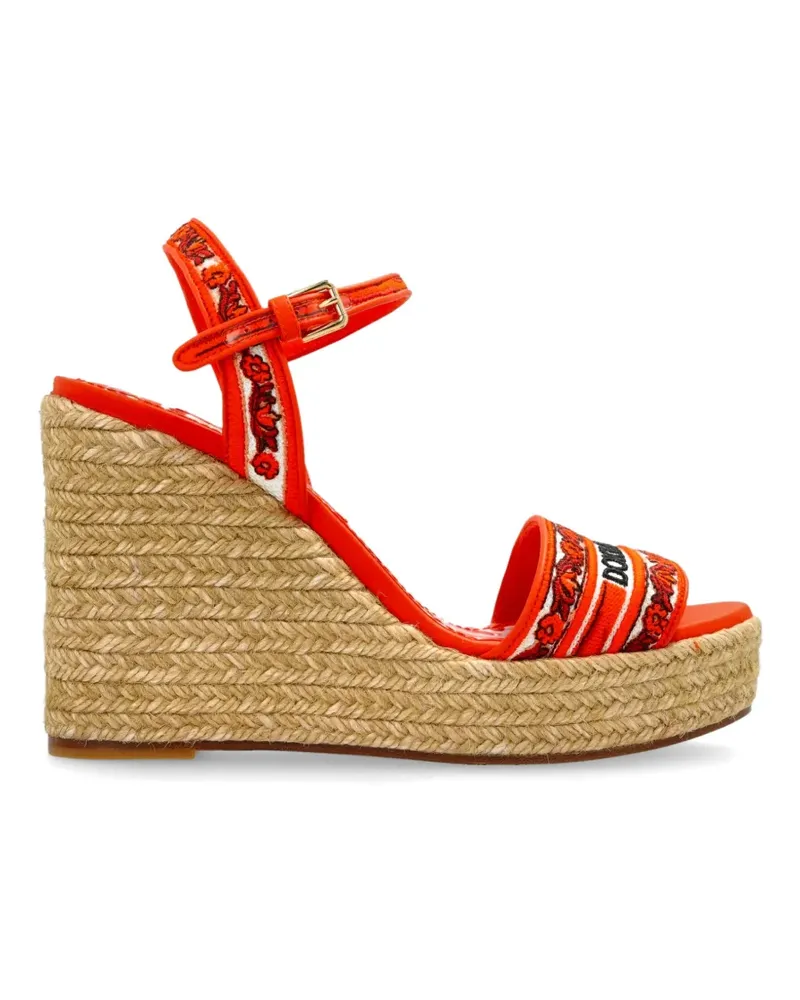 Dolce & Gabbana logo-embroidered wedge sandals - Orange Orange