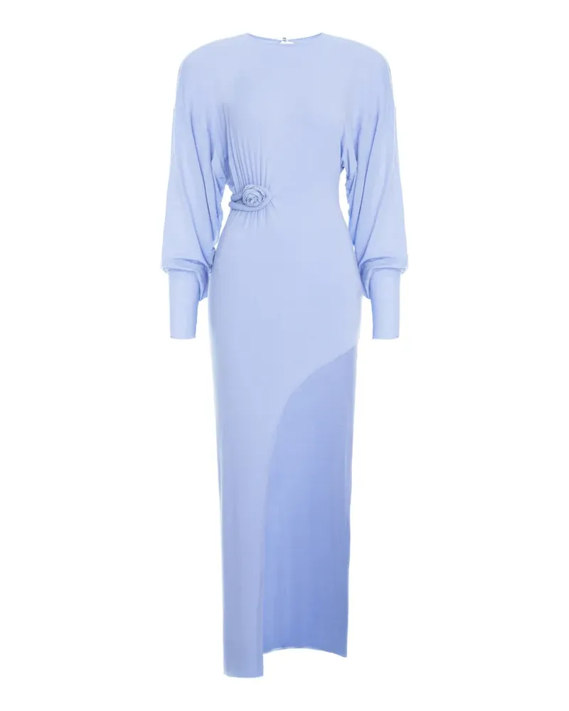 MANURÍ Gina Maxikleid mit Rosendetail - Blau Blau
