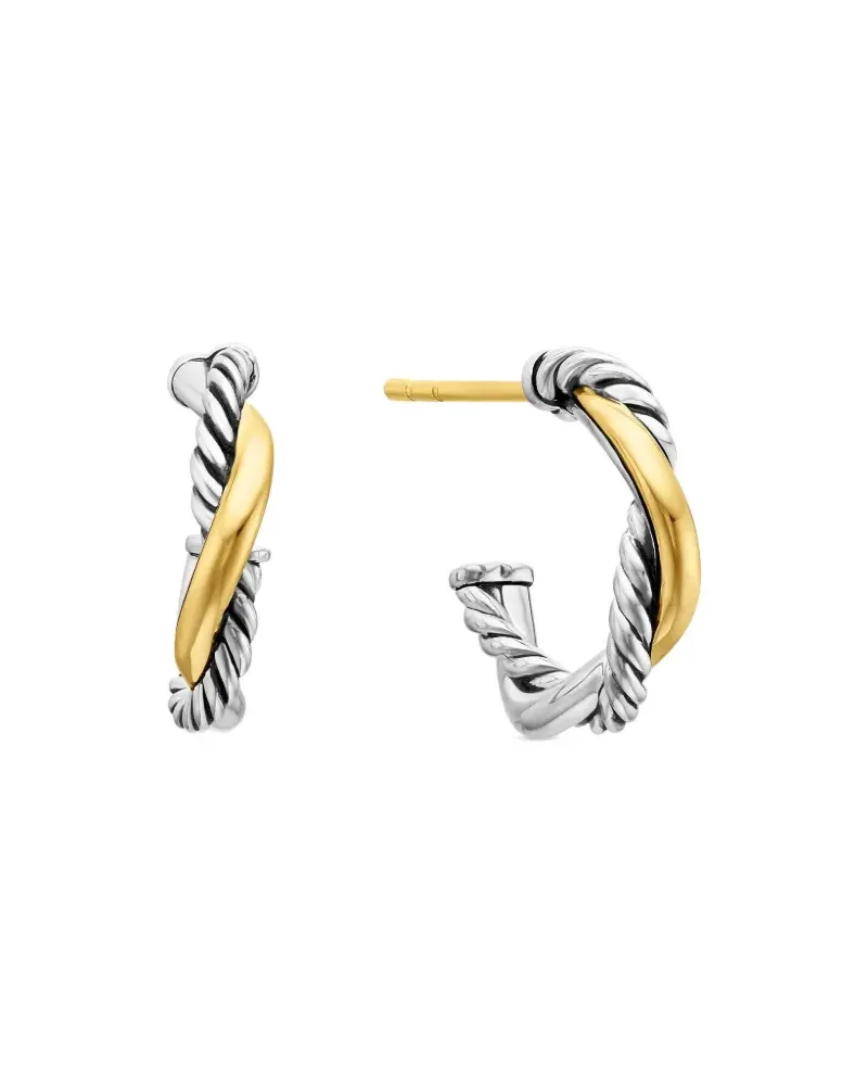 David Yurman Petite Infinity 14kt Gelbgold- und Sterlingsilbercreolen (3mm Silber